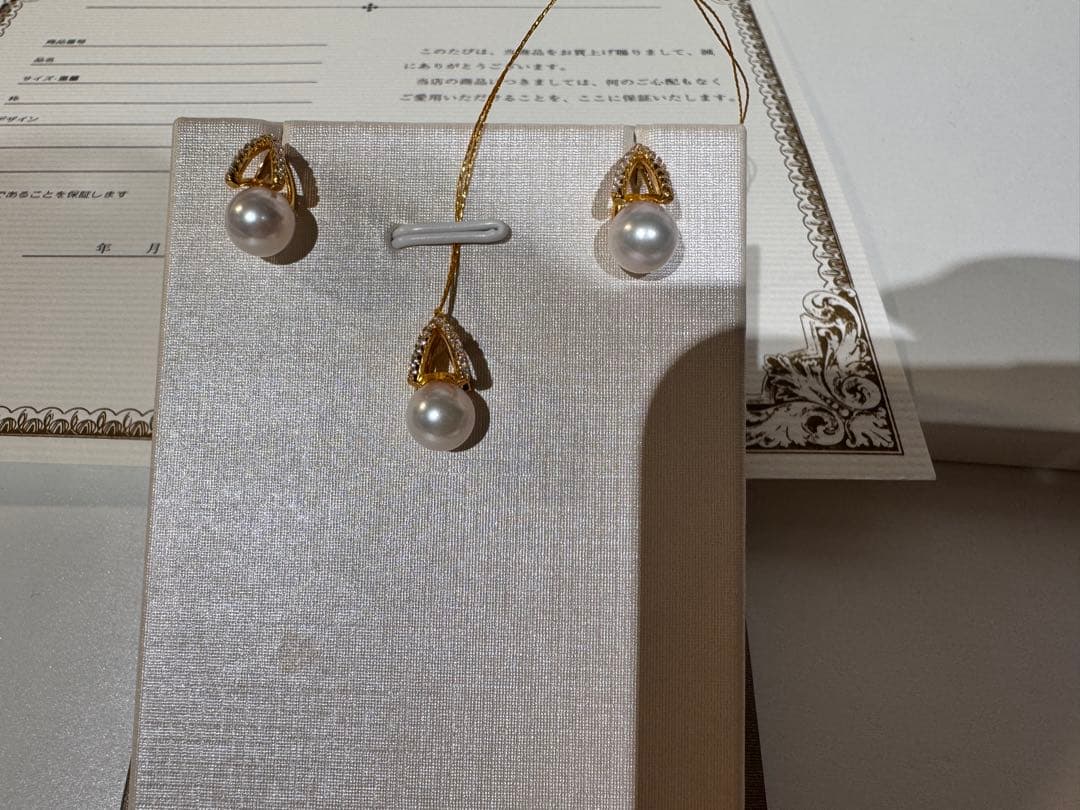 新品　アコヤパールピアスとペンダント3点サイズ