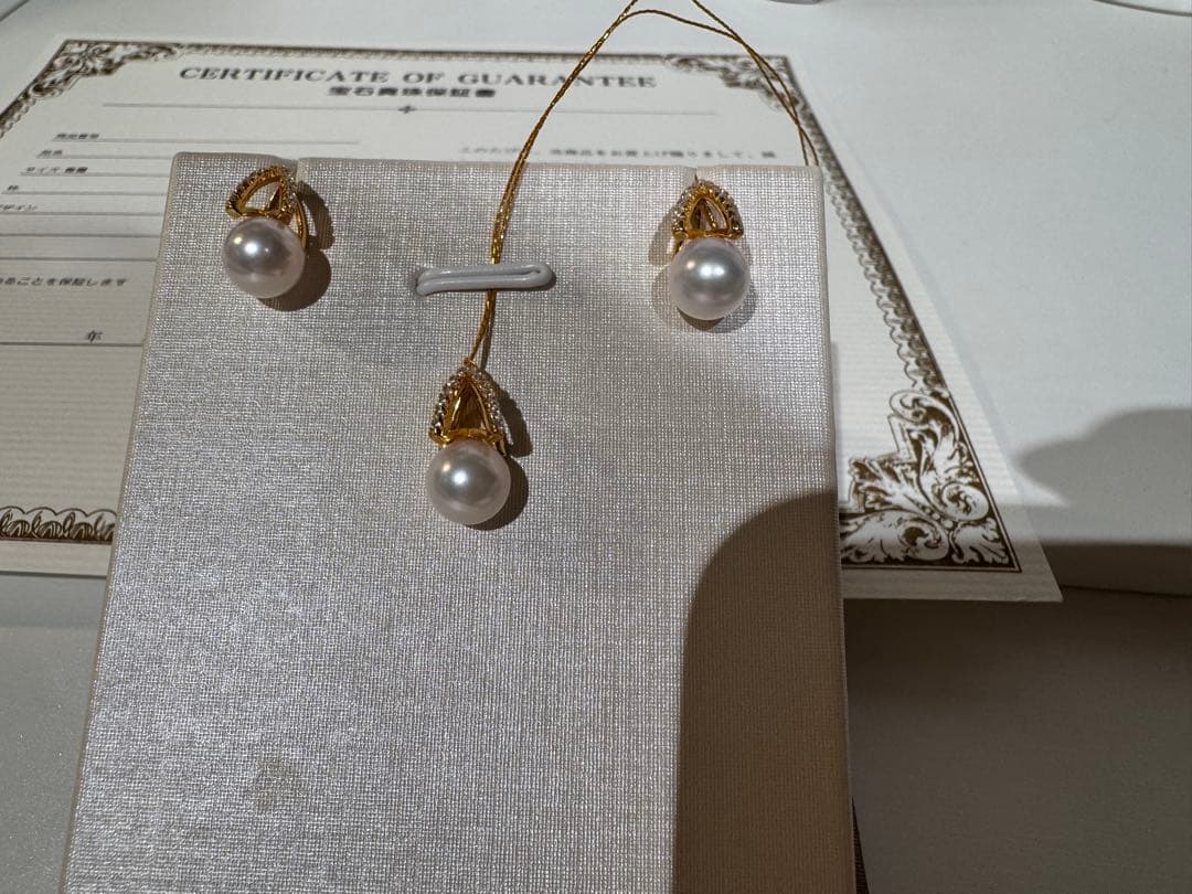 新品　アコヤパールピアスとペンダント3点サイズ