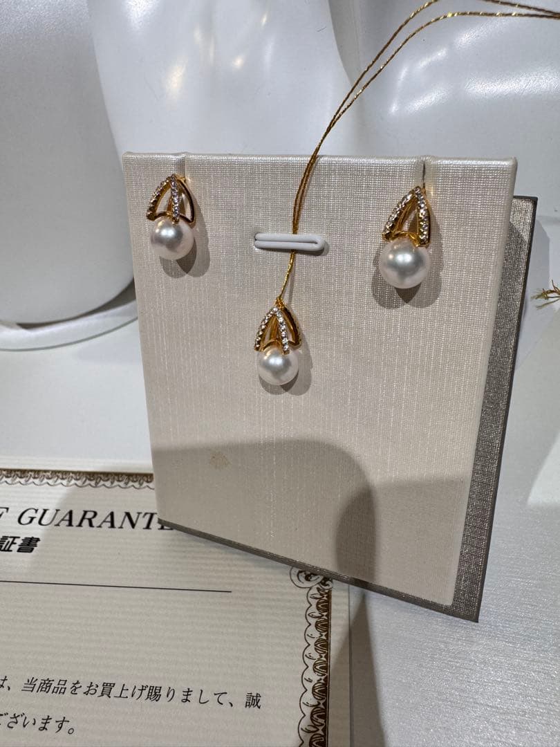 新品　アコヤパールピアスとペンダント3点サイズ