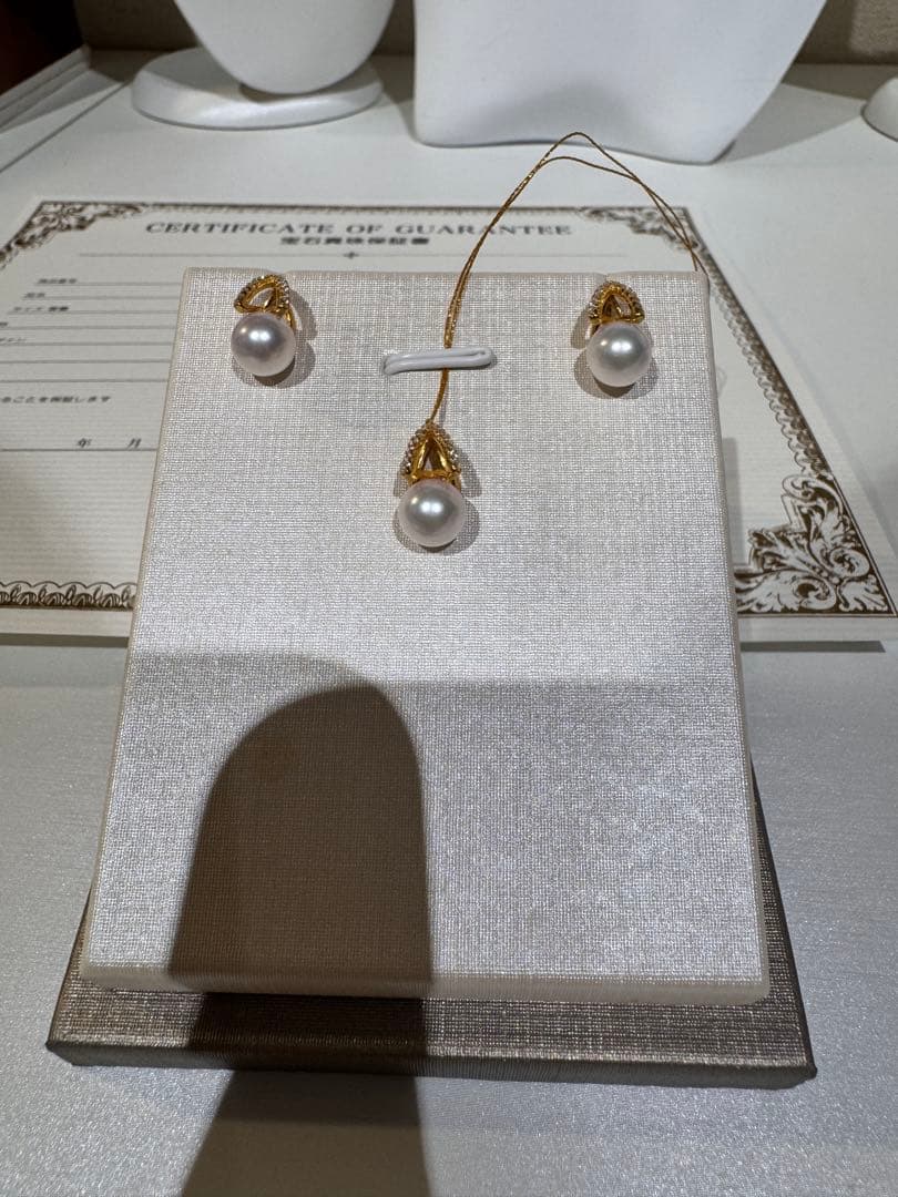 新品　アコヤパールピアスとペンダント3点サイズ