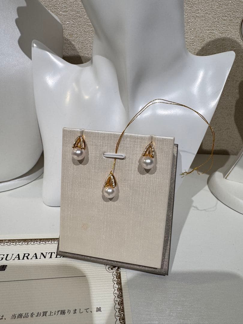 新品　アコヤパールピアスとペンダント3点サイズ
