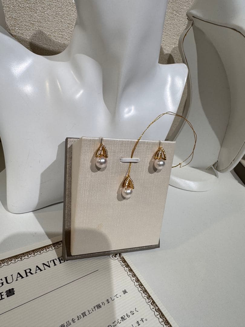 新品　アコヤパールピアスとペンダント3点サイズ