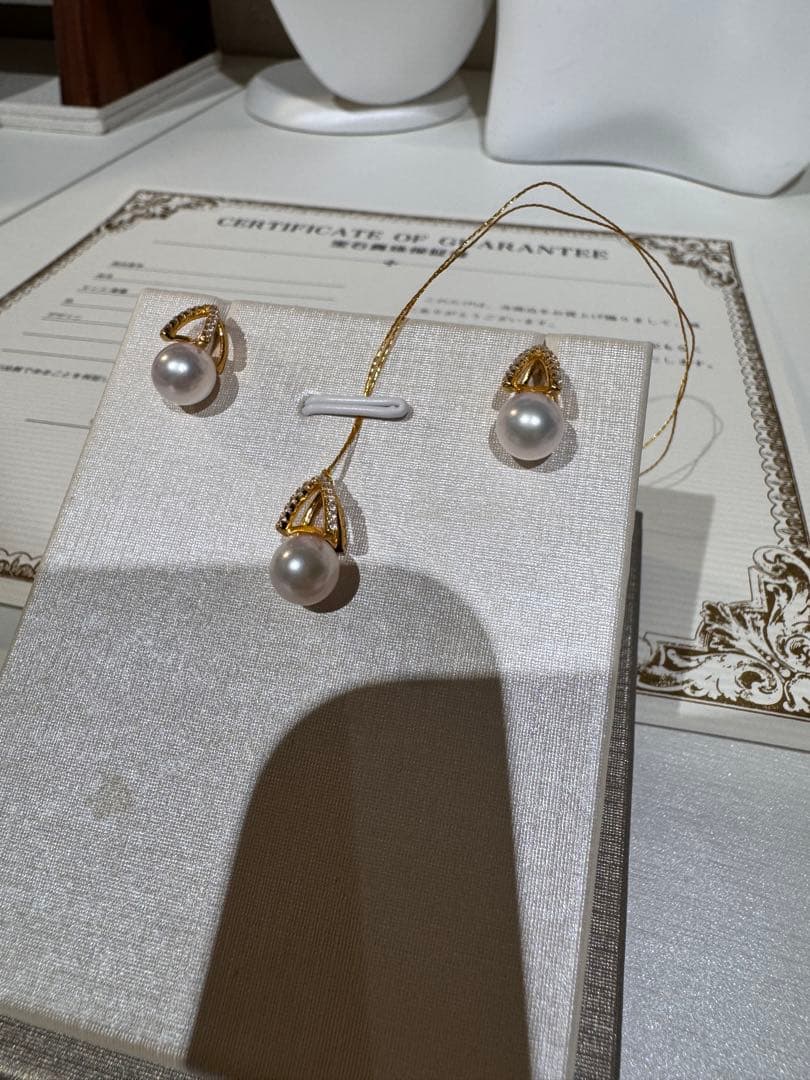 新品　アコヤパールピアスとペンダント3点サイズ