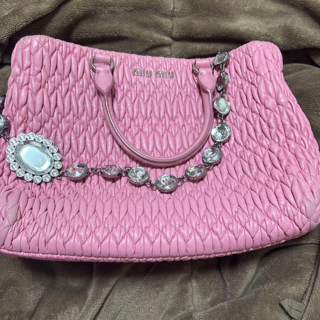 早い者勝ち MIUMIU マテラッセ　ナッパクリスタル　ピンク　2way