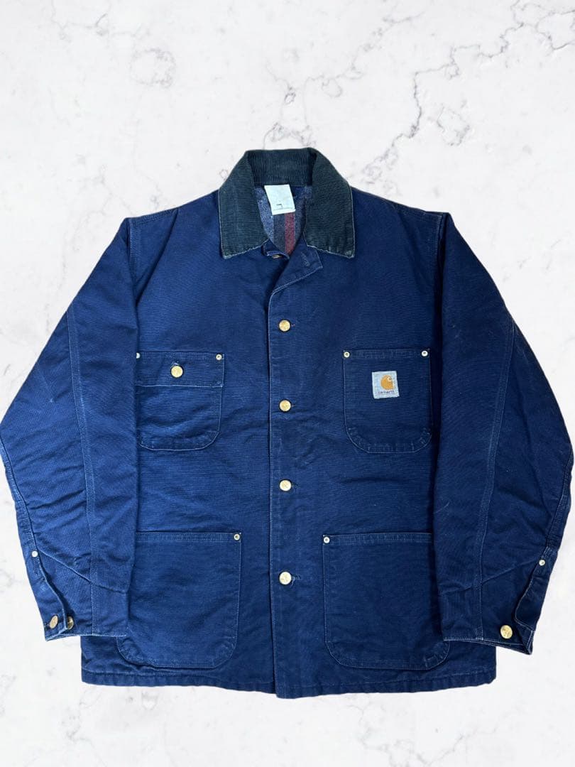 レ*ン様 80s USA製　カバーオールチョアコート　ネイビー紺　カーハート