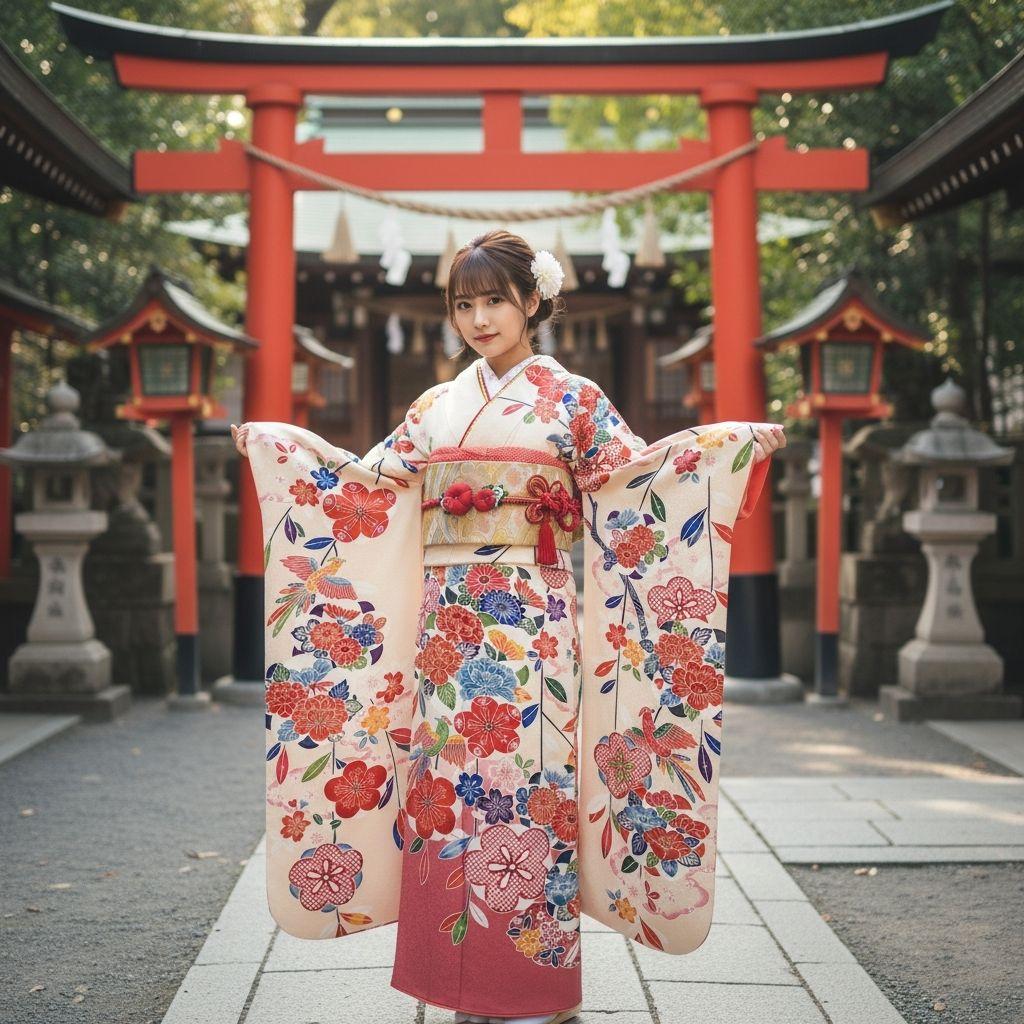 振袖フルセット(7点)・成人式・高級縮緬地・暈し染め・型染め・胴裏正絹・逸品