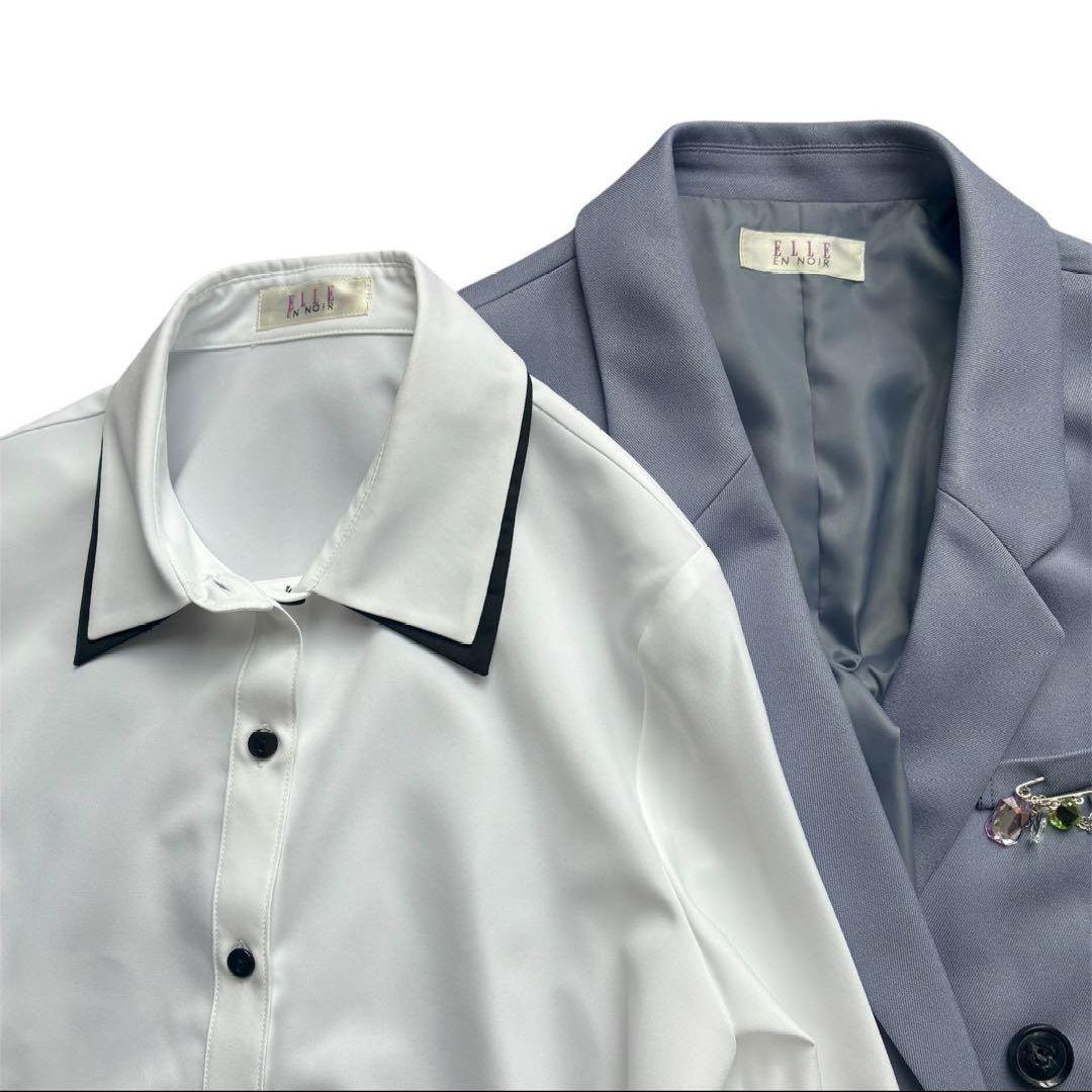 【160】ELLE en NOIR Wロング ジャケット パンツ スーツ エル