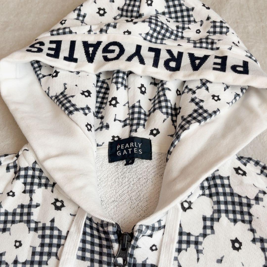 パーリーゲイツ セットアップ　パーカー　スカート　チェック　花柄　裏毛　ネイビー