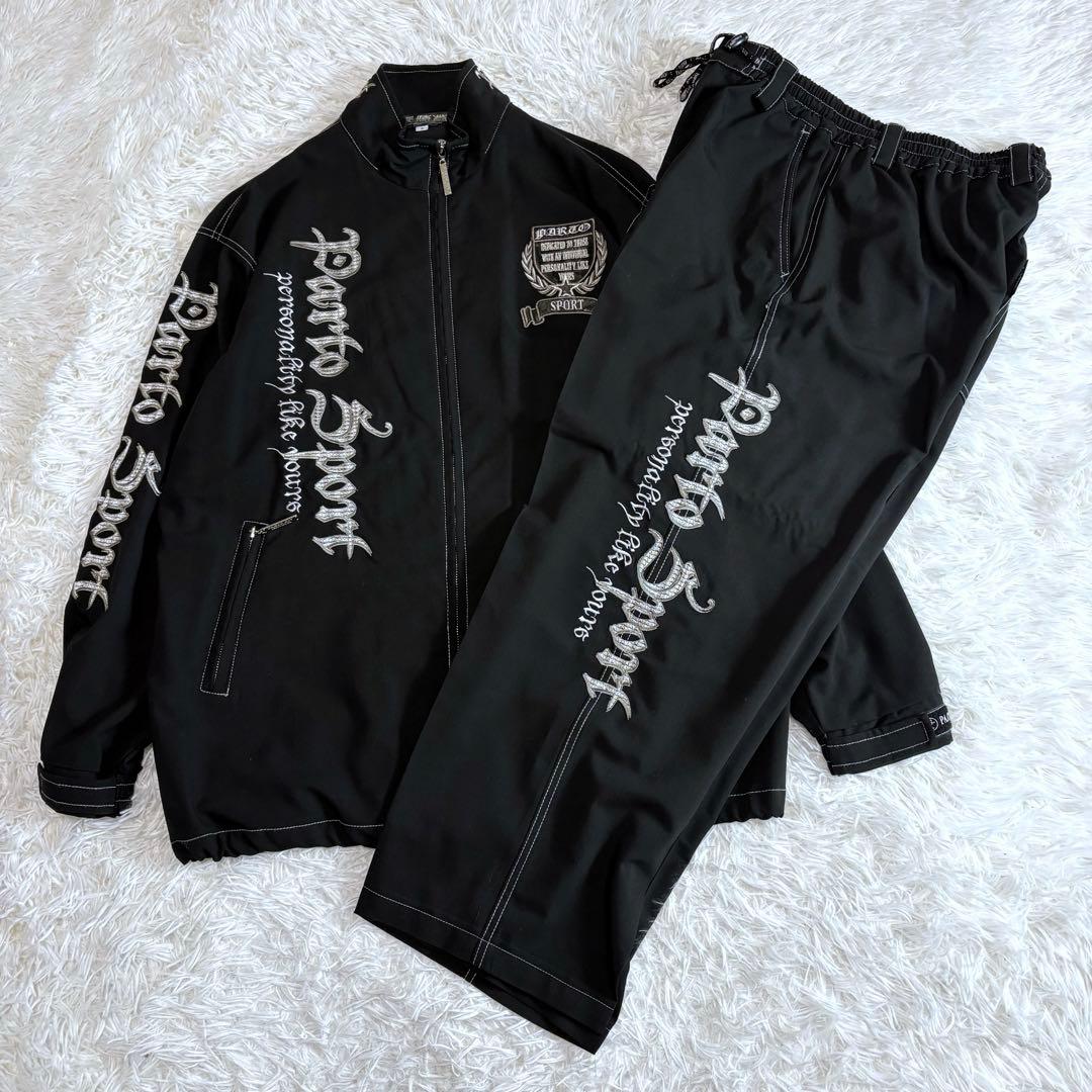 美品 PARTO SPORTS セットアップ ビッグ刺繍 黒 フリーサイズ