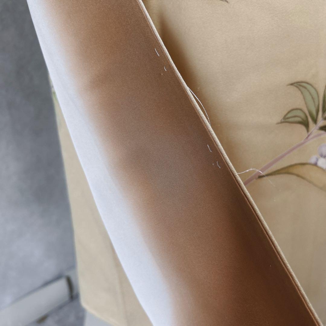 訪問着フルセット　着物　正絹　付け下げ　しつけ糸付き　手刺繍　イエロー　F8