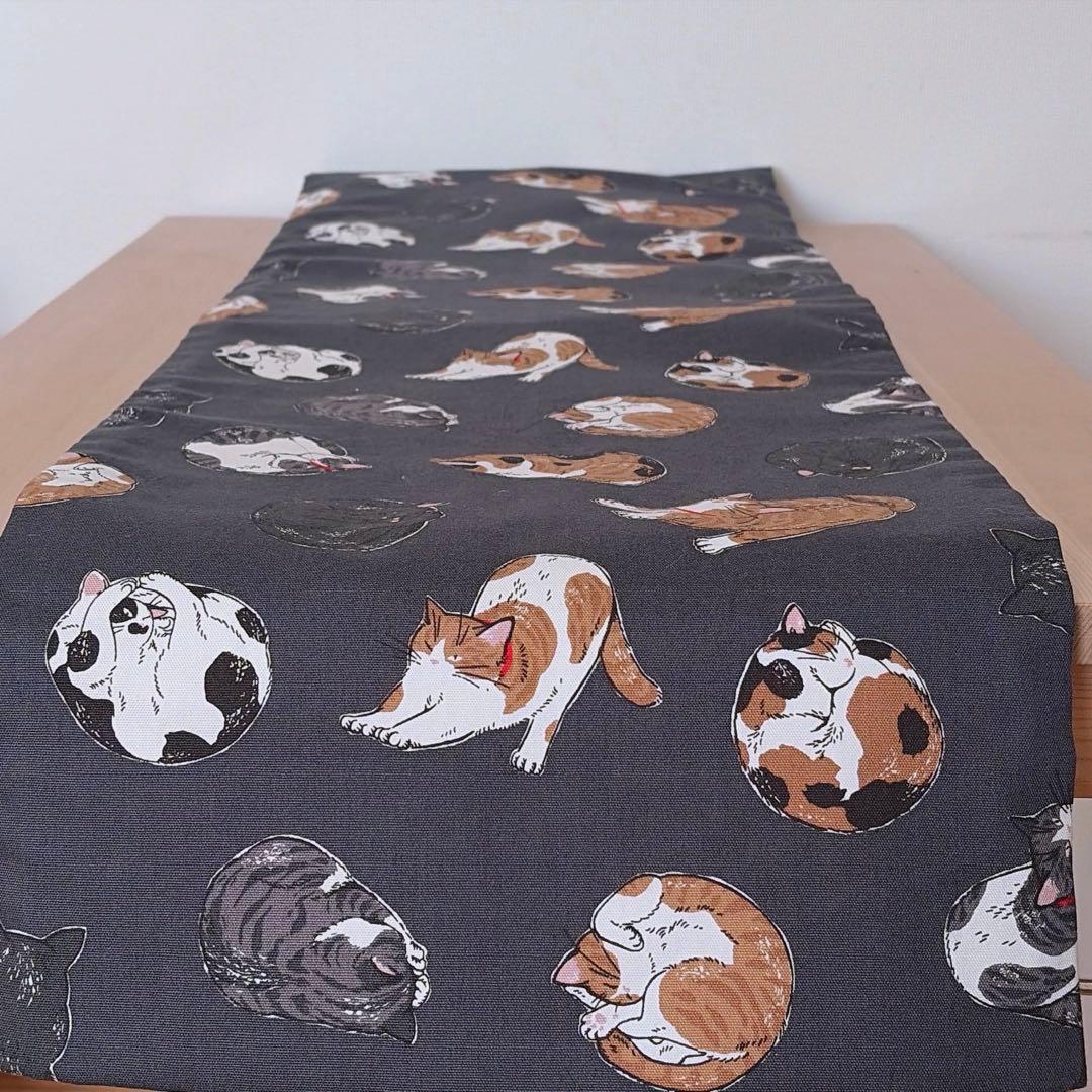 猫の名古屋帯 黒×山吹色　《ハンドメイド 》32×380cm 粋な大人可愛い帯