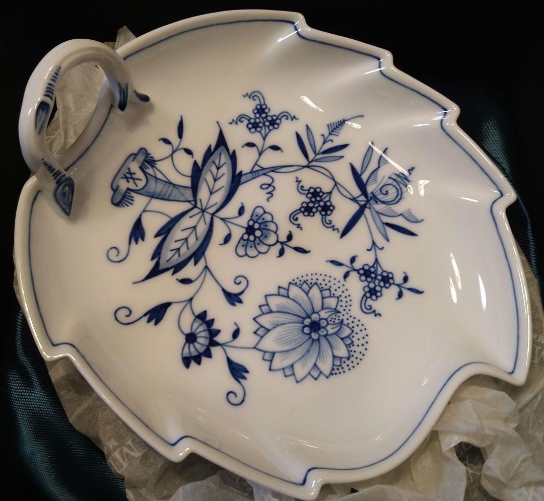 【新品・未使用】MEISSEN 花柄葉型皿 陶磁器製
