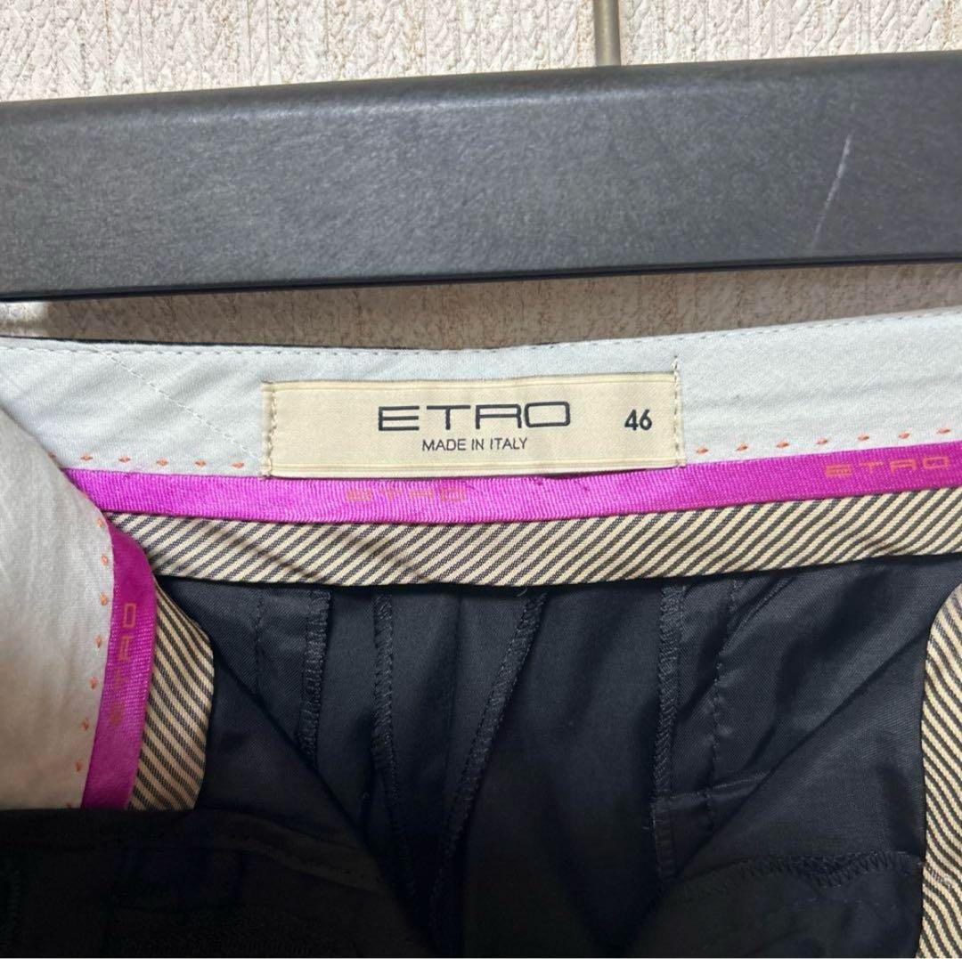 0318 ETRO 黒クロップド丈パンツ 46サイズ