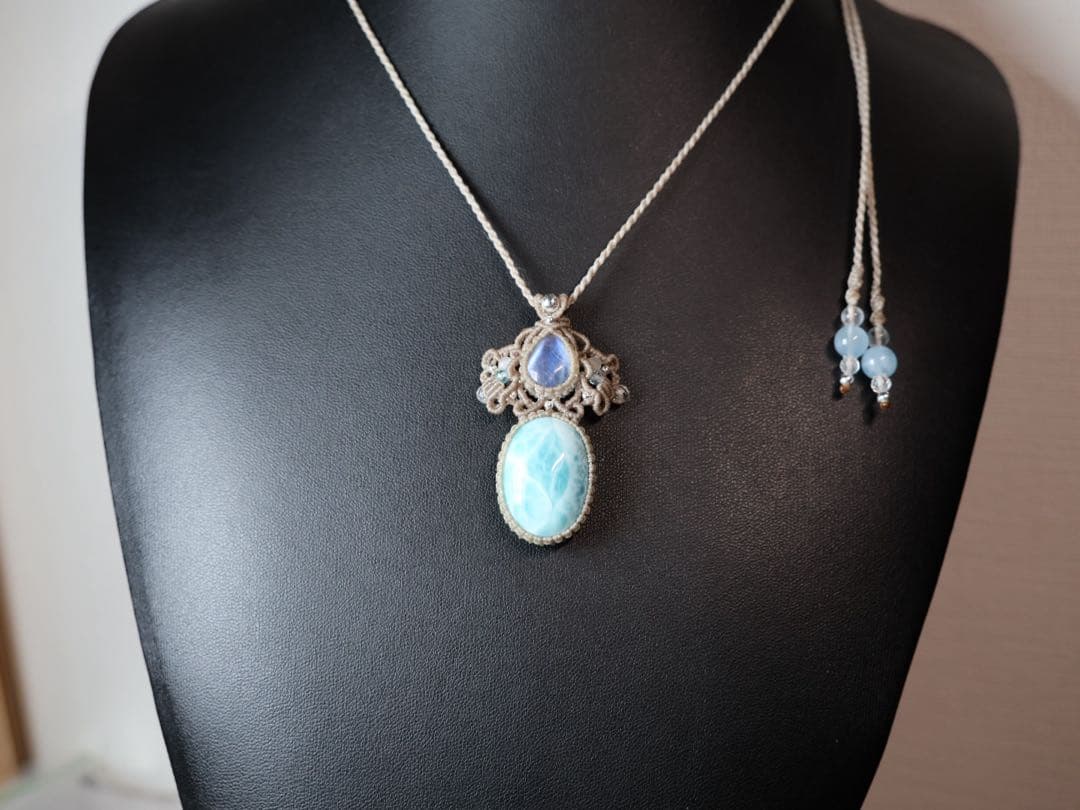 さかい ラリマー　ムーンストーン　マクラメ　ネックレス