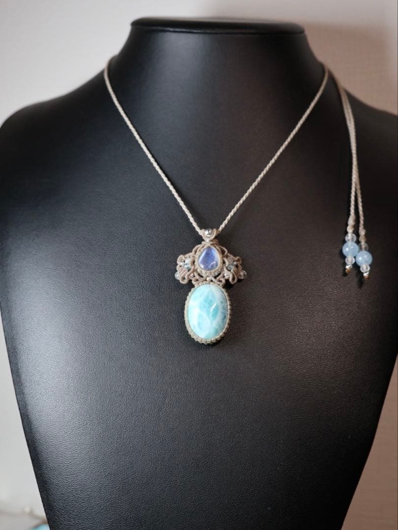 さかい ラリマー　ムーンストーン　マクラメ　ネックレス