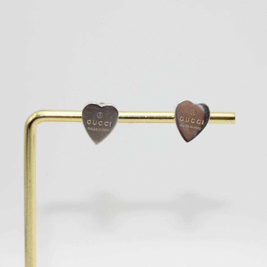 美品 GUCCI グッチ アクセサリー ハート シルバー ピアス イヤリング
