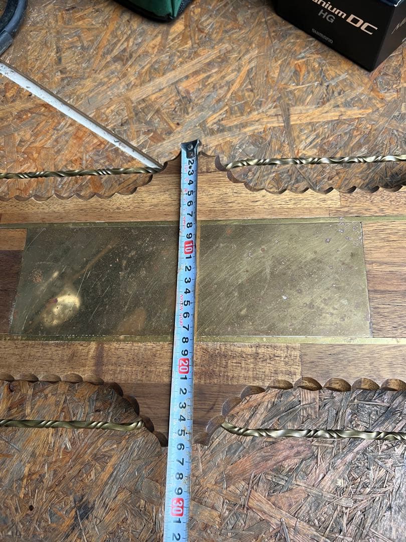 木製　テーブル　真鍮　サイドテーブル