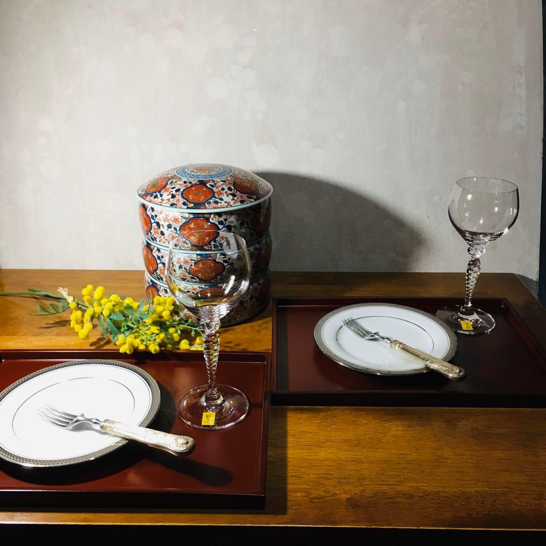 【伝統工芸】京都 漆器の井助　越前塗　根来 長手盆 布貼 瓢箪 春秋 2点セット