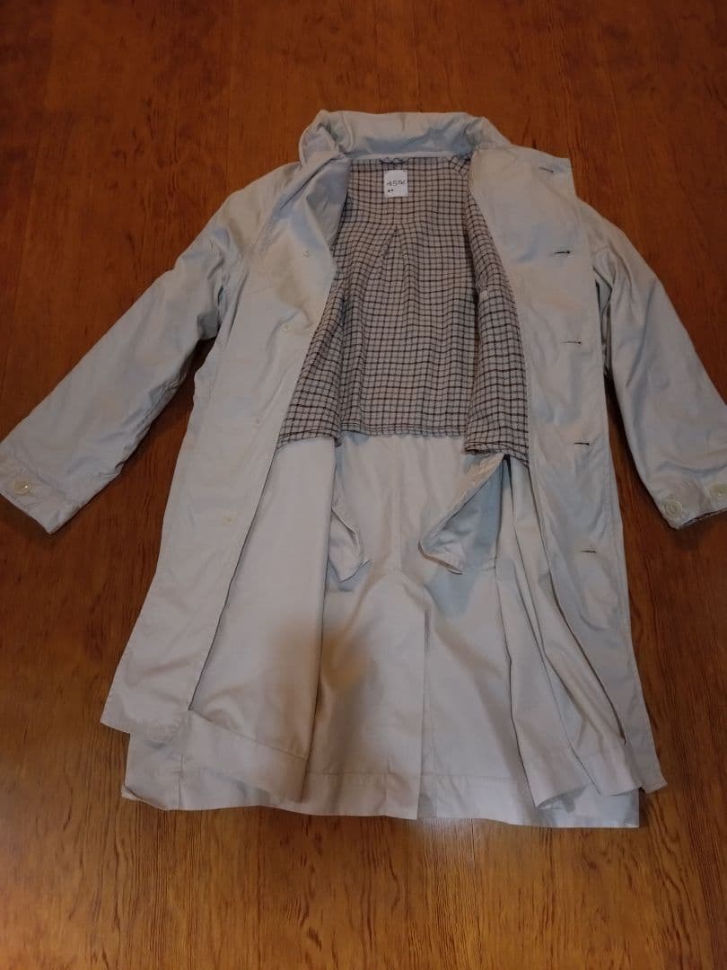【美品】45R 薄ギャバの908ステンカラーコート アンティークホワイト