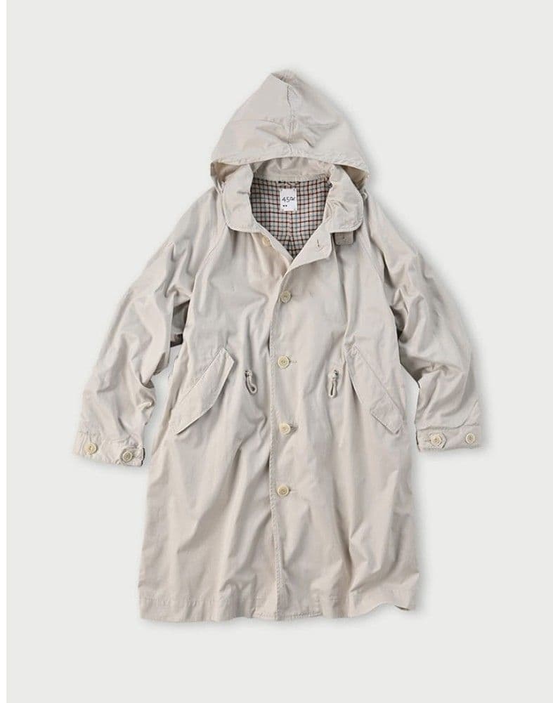 【美品】45R 薄ギャバの908ステンカラーコート アンティークホワイト