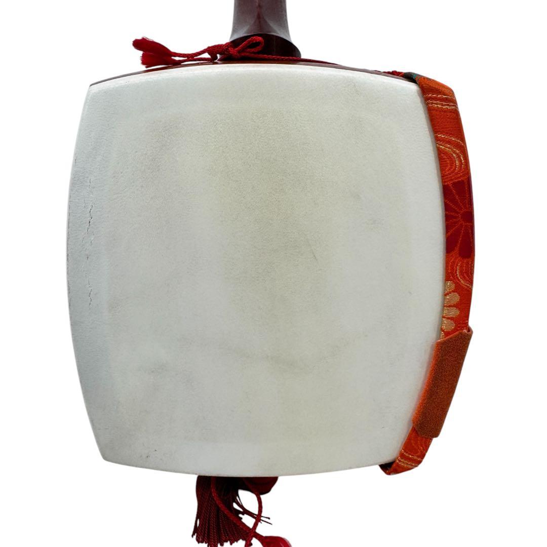 小唄三味線 紅木 中棹 正寸 五厘大胴丸打胴 ハードケース付 弦交換済 民謡