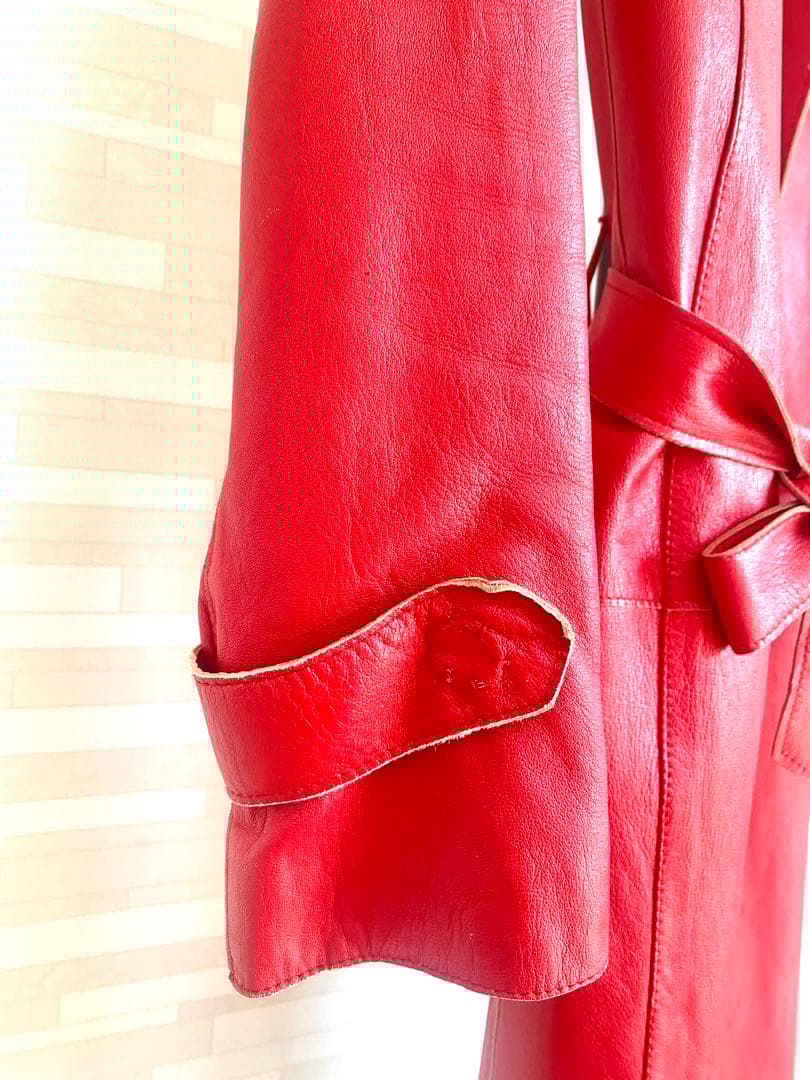 D&G ドルチェアンドガッバーナ ヴィンテージ　レザー　赤　ロングコート　皮　革