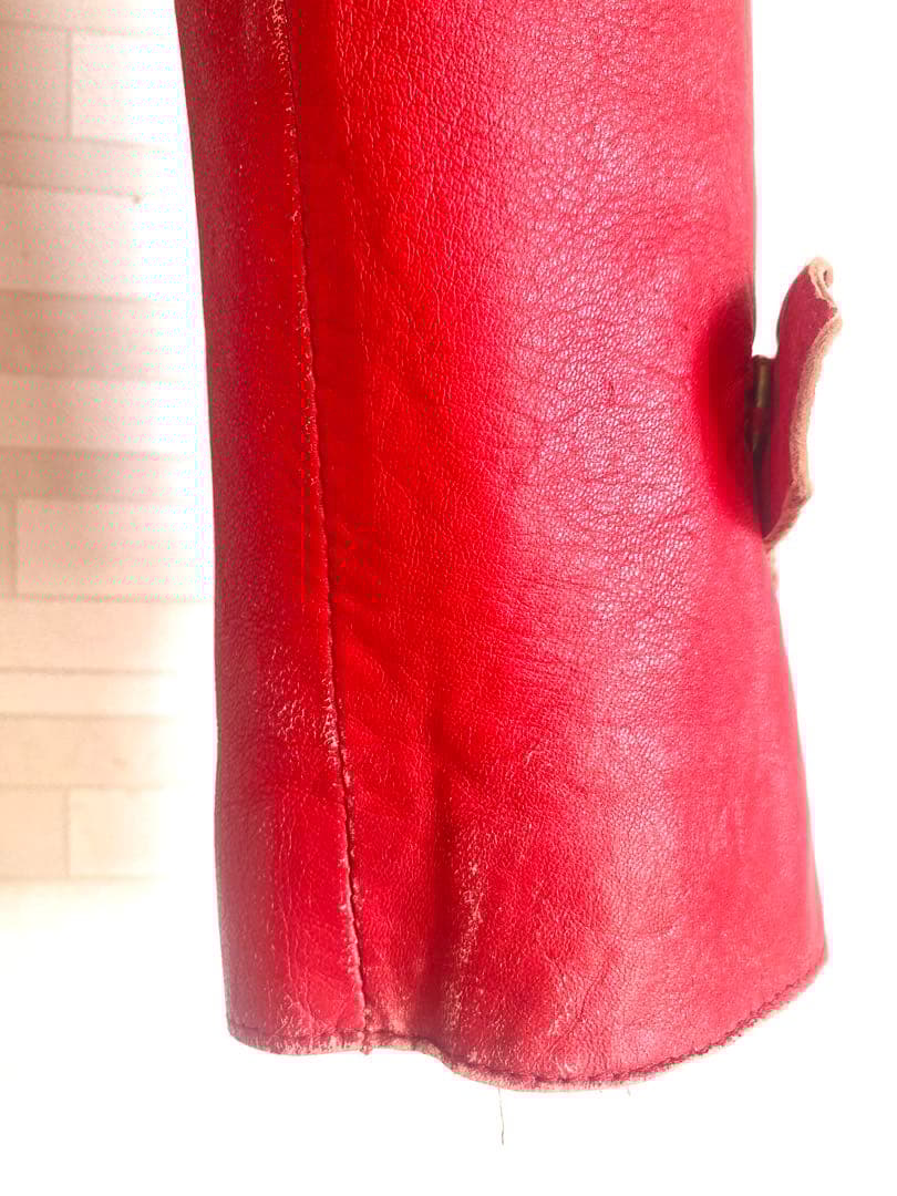 D&G ドルチェアンドガッバーナ ヴィンテージ　レザー　赤　ロングコート　皮　革