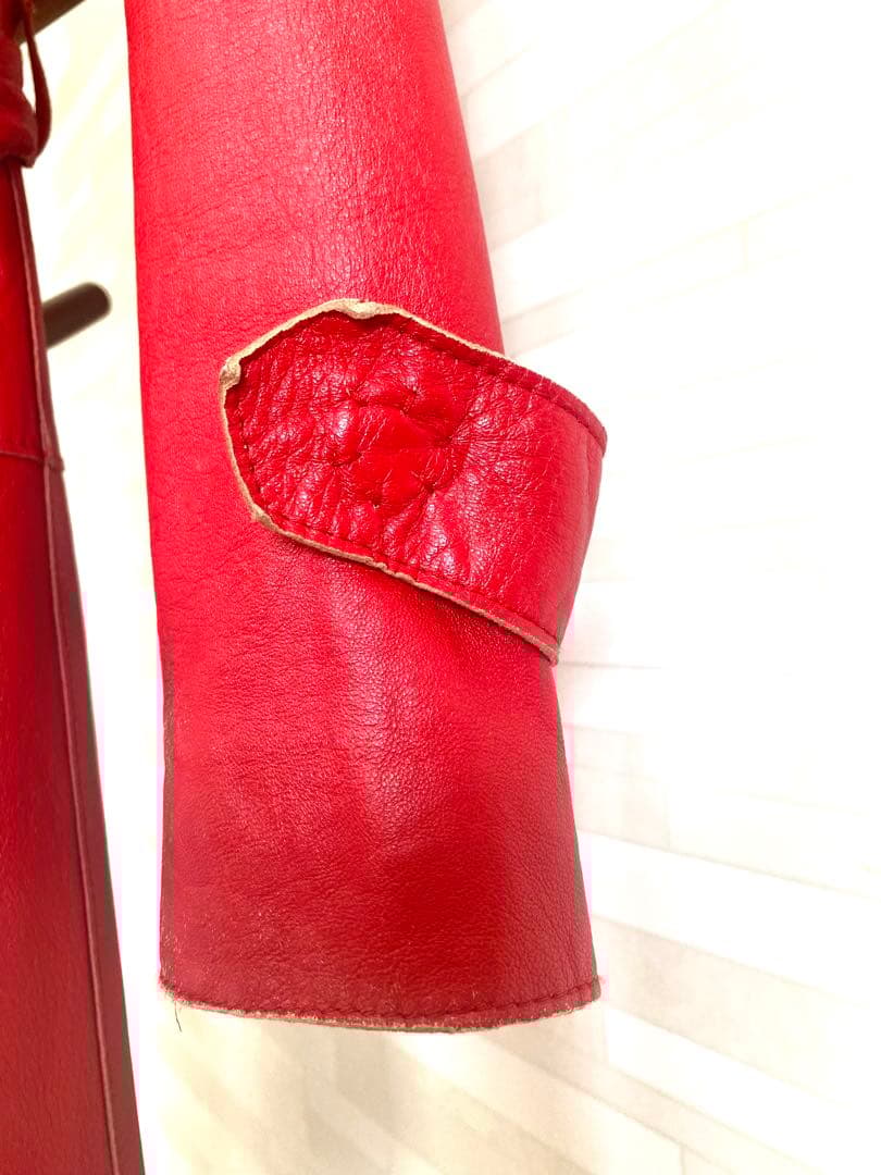 D&G ドルチェアンドガッバーナ ヴィンテージ　レザー　赤　ロングコート　皮　革