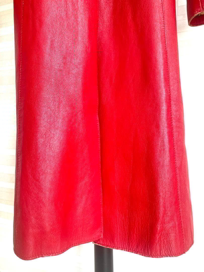 D&G ドルチェアンドガッバーナ ヴィンテージ　レザー　赤　ロングコート　皮　革