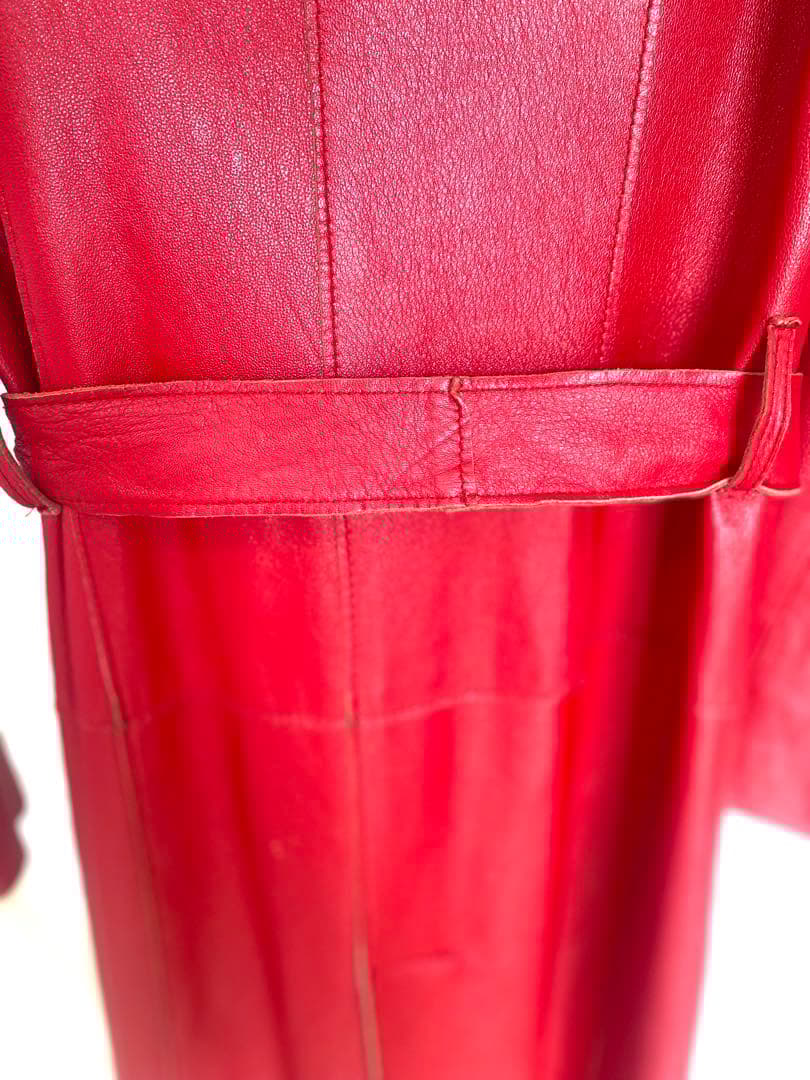 D&G ドルチェアンドガッバーナ ヴィンテージ　レザー　赤　ロングコート　皮　革