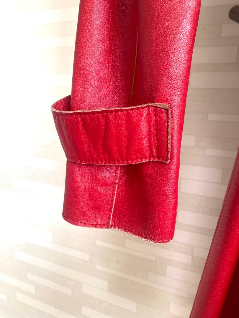 D&G ドルチェアンドガッバーナ ヴィンテージ　レザー　赤　ロングコート　皮　革