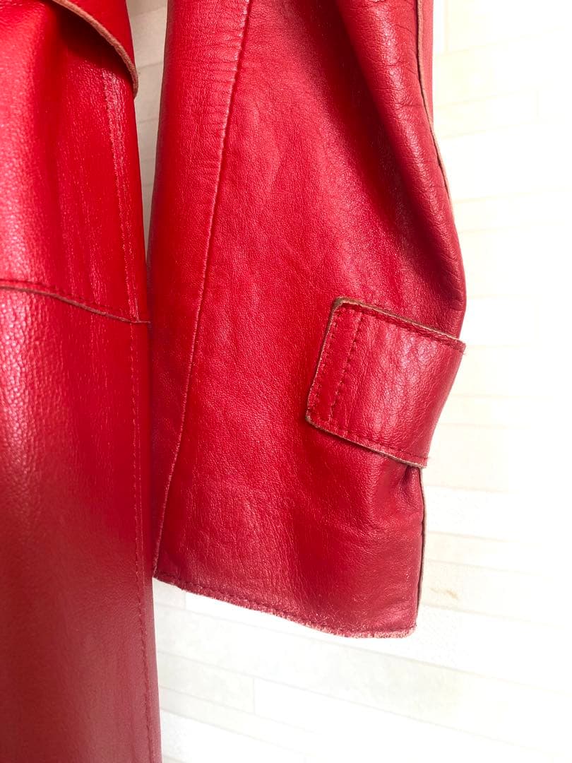 D&G ドルチェアンドガッバーナ ヴィンテージ　レザー　赤　ロングコート　皮　革