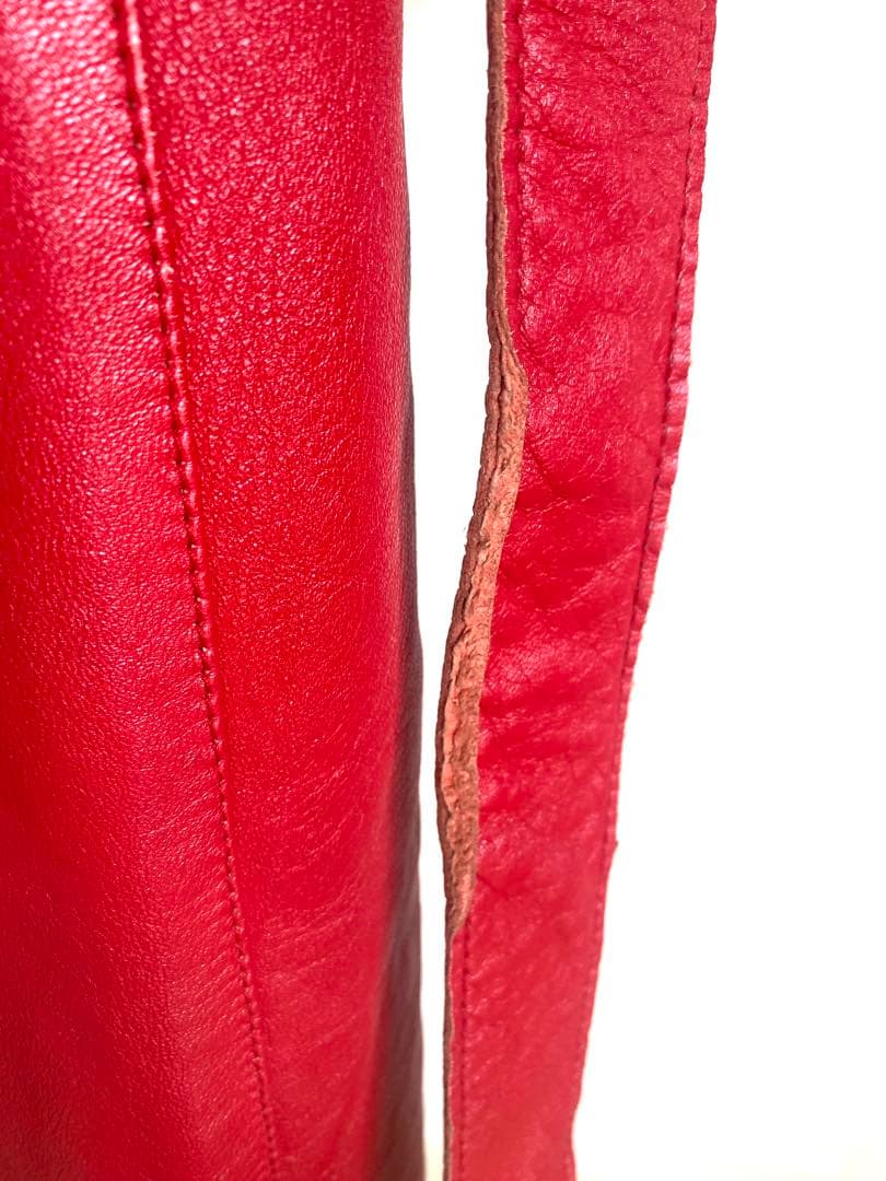 D&G ドルチェアンドガッバーナ ヴィンテージ　レザー　赤　ロングコート　皮　革