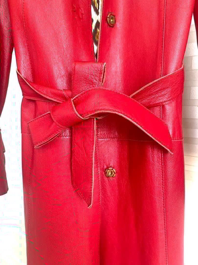 D&G ドルチェアンドガッバーナ ヴィンテージ　レザー　赤　ロングコート　皮　革