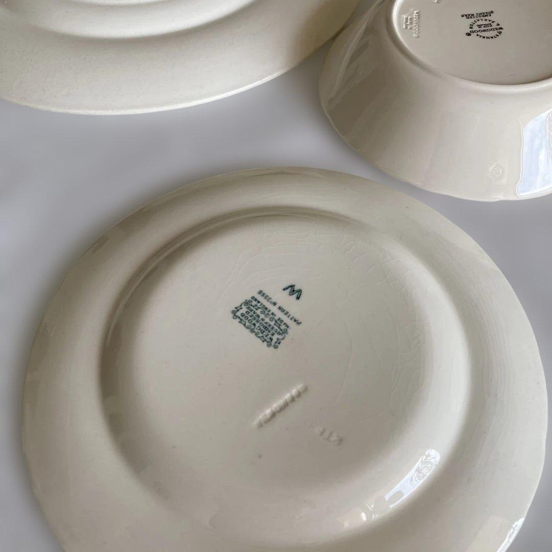 ウェッジウッド　クイーンズウェア　白地 青い花模様 3枚組