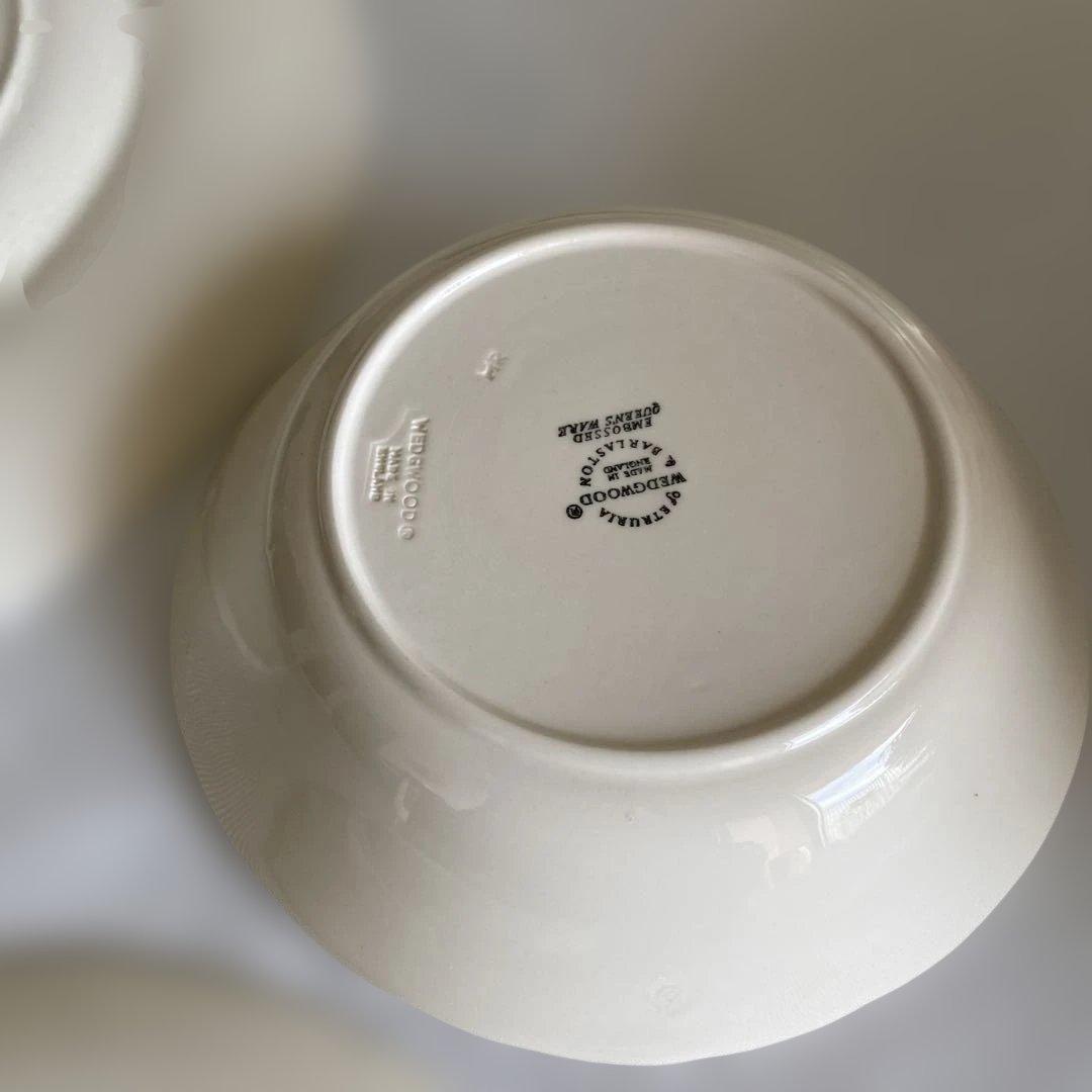 ウェッジウッド　クイーンズウェア　白地 青い花模様 3枚組