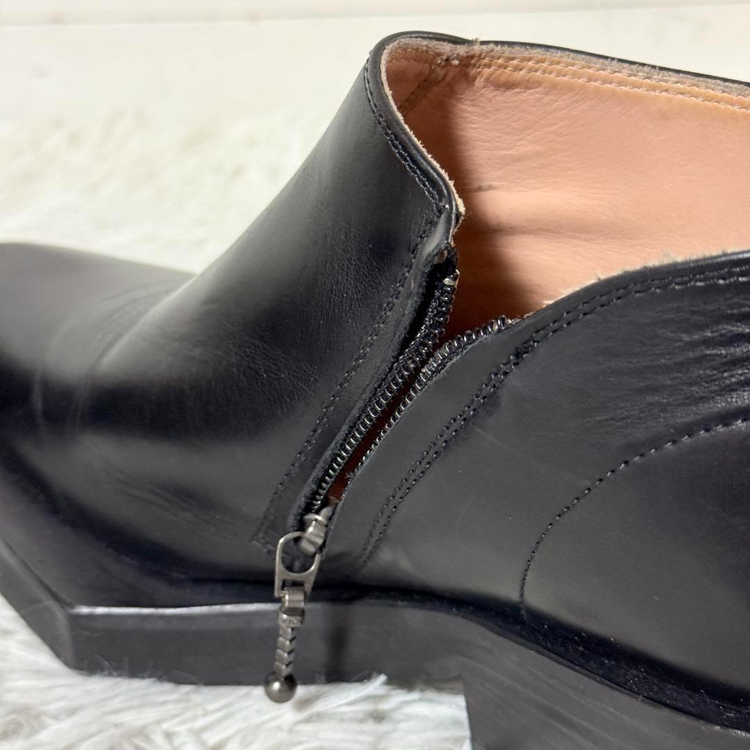 極美品✨エイティス　ロメオ　レザーアンクルブーツ　サイドジップ　ブラック　38