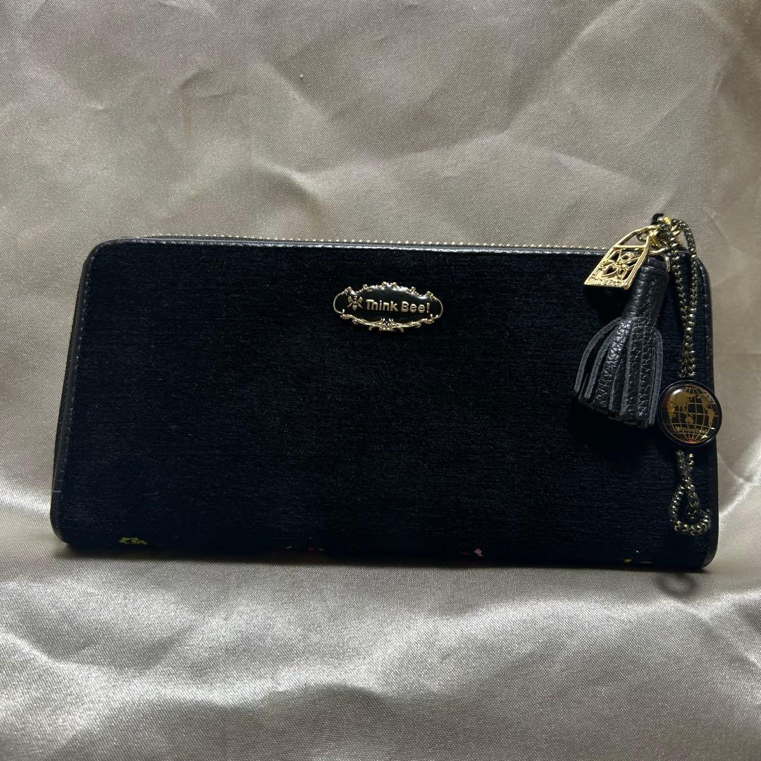 Think Bee! シンクビー　オーバーザレインボー L型　長財布　刺繍黒