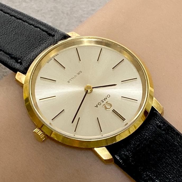 OH済 オメガ デビル 金張りケース サンレイダイヤル 2針ドレス 手巻き