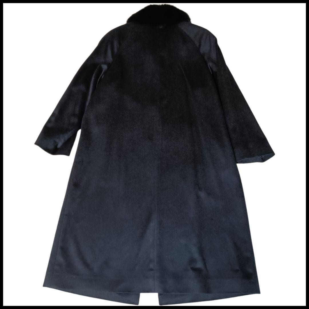 極美品 【大きいサイズ】 カシミヤ100％ チェスターコート 黒 ファー付 XL