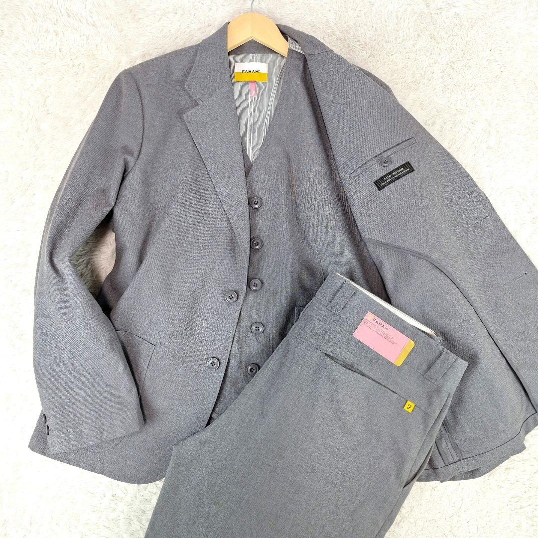 美品✨FARAH×ナノユニバース　コットン　スーツ　スリーピース　グレー　XL