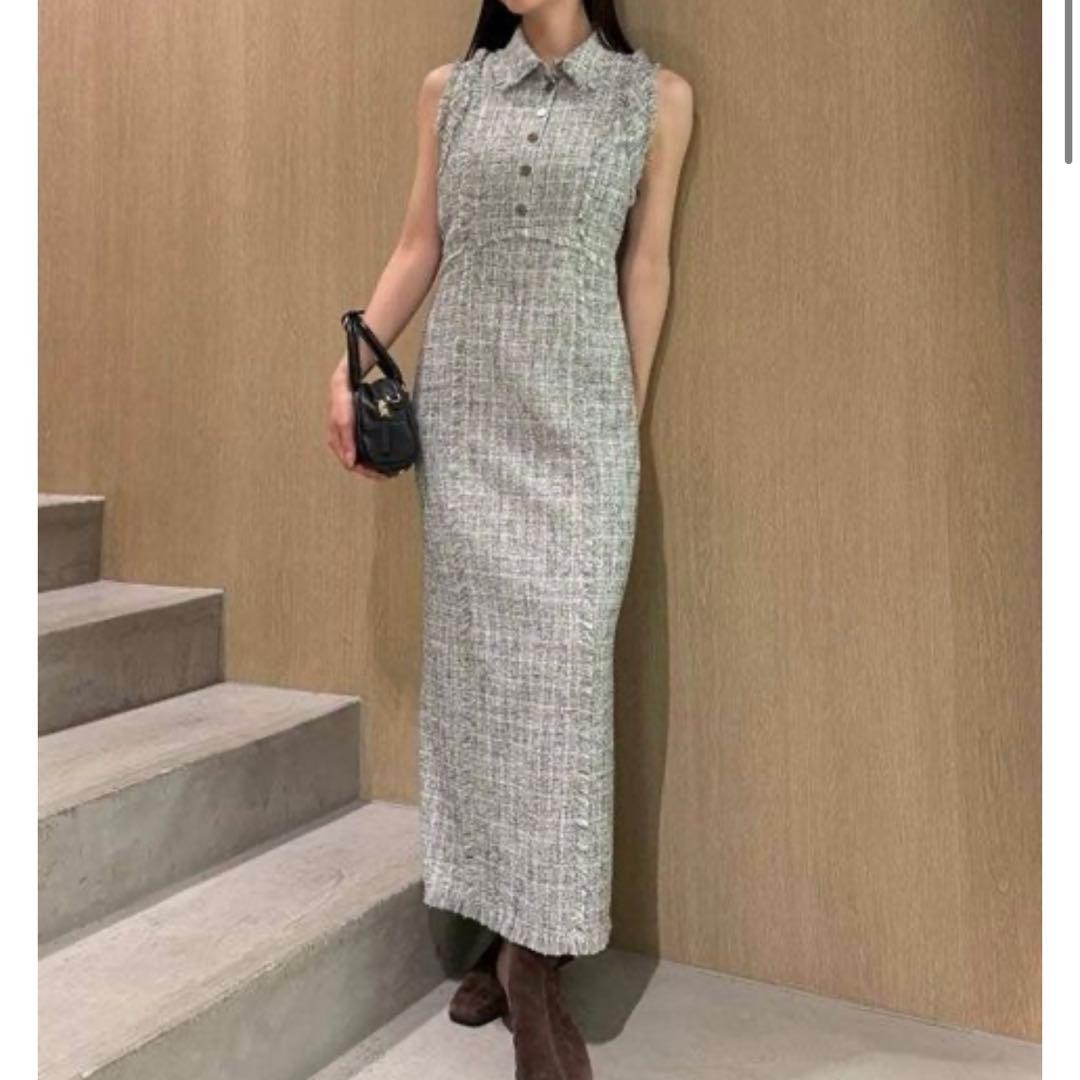 フレイアイディー　フリンジデザインツイードポロワンピース