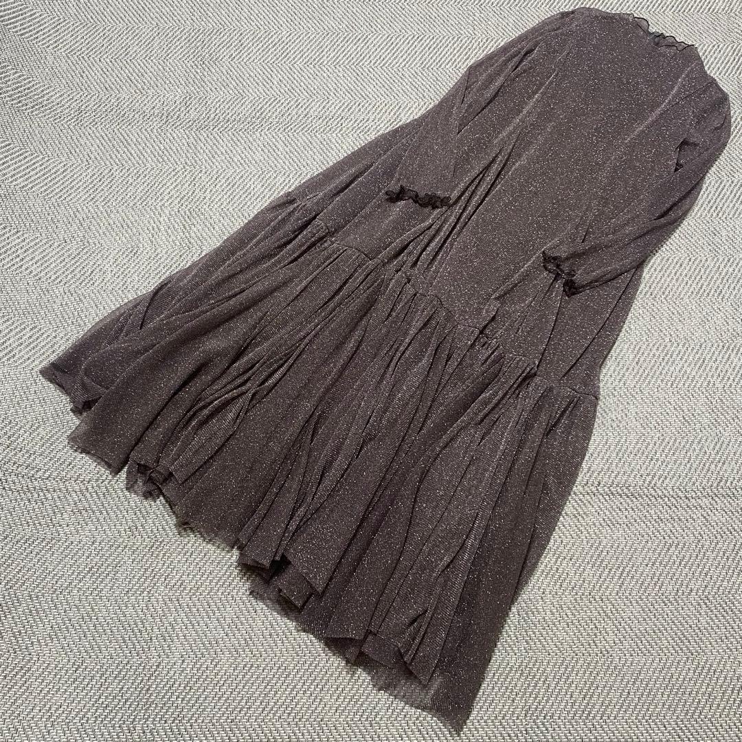 az 様RUIRUE BOUTIQUE ラメチュールメロウ ワンピース　チャコー