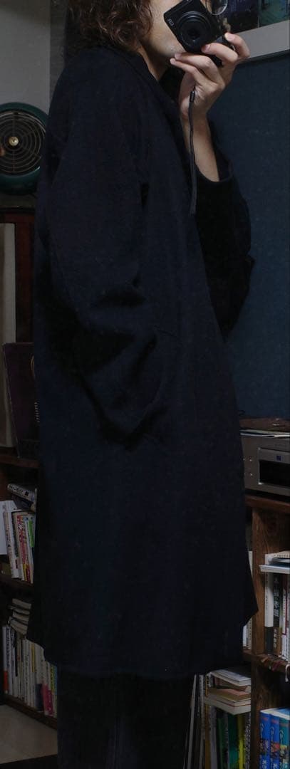 リバーメルトンバルカラーコート/L/ウール/NVY