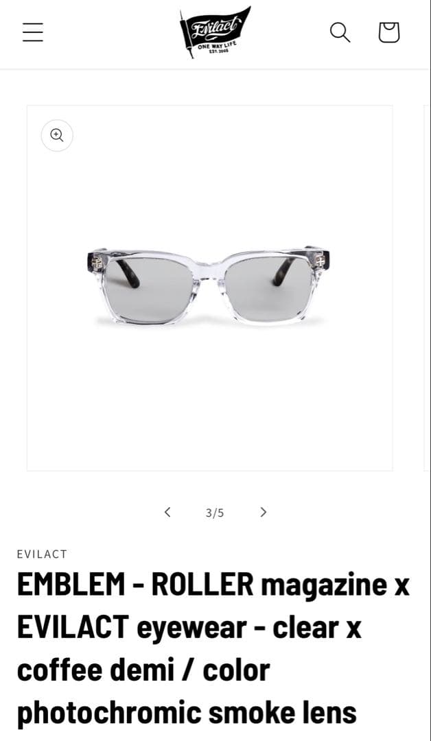 EVILACT EMBLEM サングラス クリア x コーヒーデミ