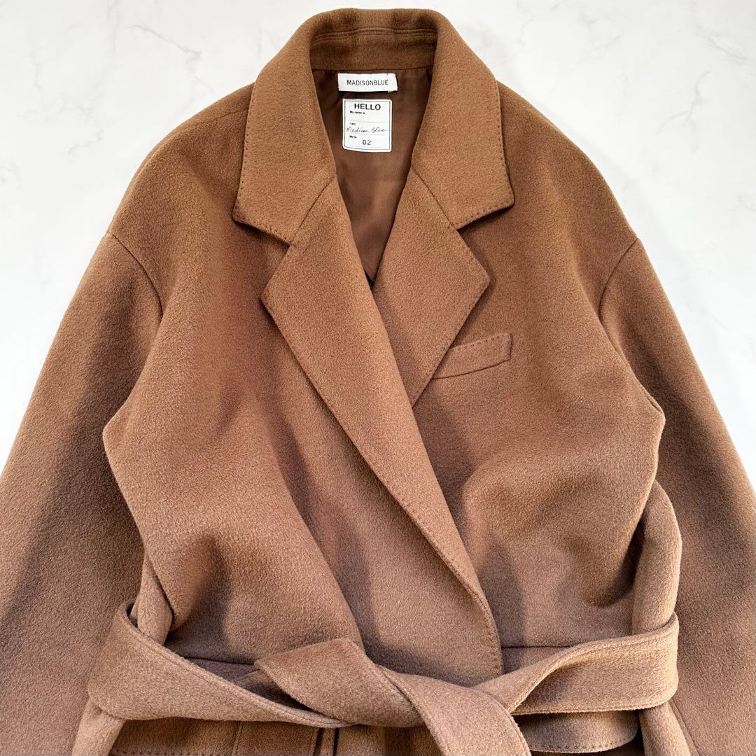 未使用級✨マディソンブルー キャメルベルテッドコート ウール シルク 近年 M