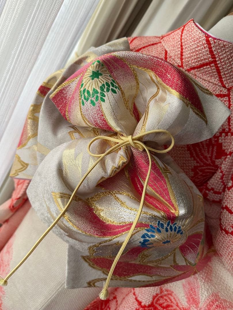 여 振袖フルセット 総絞り 赤×アイボリー