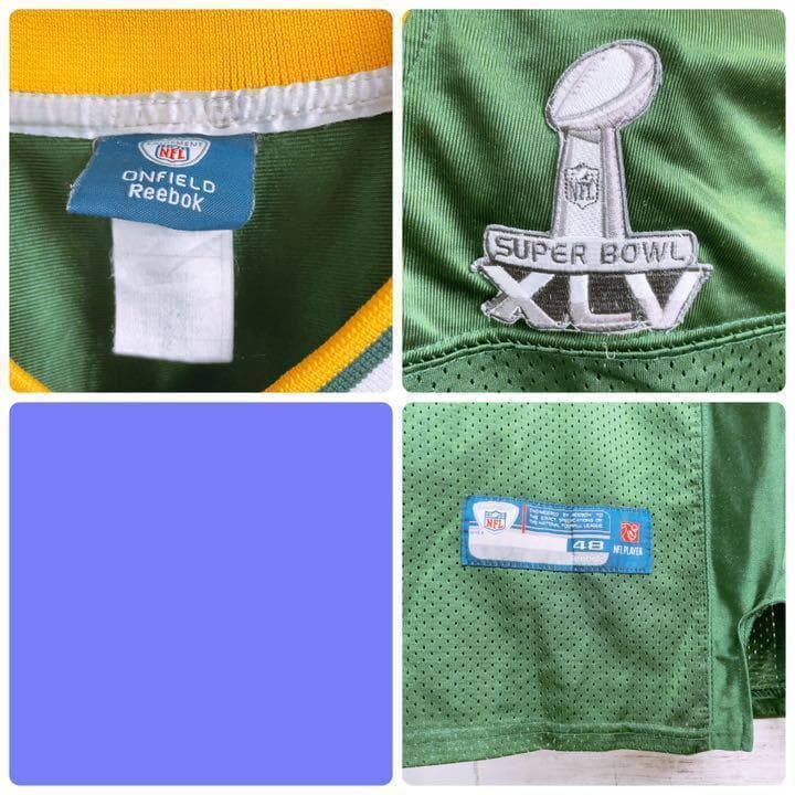 超希少【NFL】リーボック グリーンベイ パッカーズ チーム刺繍 ゲームシャツ
