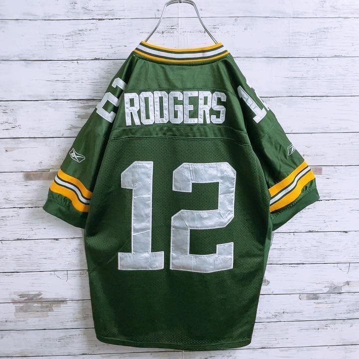 超希少【NFL】リーボック グリーンベイ パッカーズ チーム刺繍 ゲームシャツ