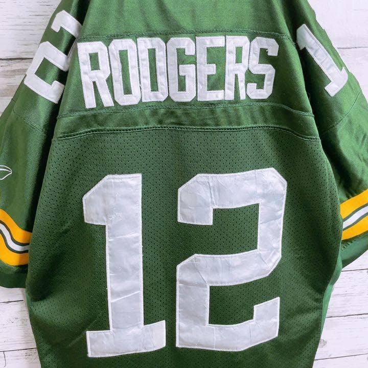 超希少【NFL】リーボック グリーンベイ パッカーズ チーム刺繍 ゲームシャツ